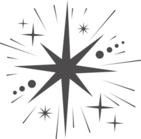 Christmas star shine. Glitter light magic icon. Twinkle sparkles with glow. Bright doodle symbol. png