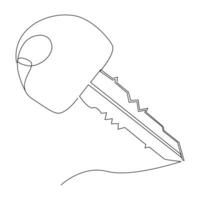 Continuous single line lock key outline vector art  drawing