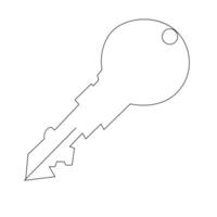 Continuous single line lock key outline vector art  drawing