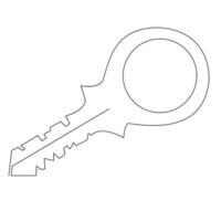 Continuous single line lock key outline vector art  drawing