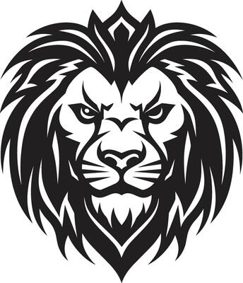 Lions Eclipse Black Symbol of Power Artistic Ferocity Black Vector Lion Icon