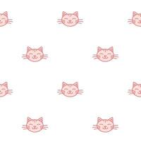 Cat muzzle. Cat character is in doodle style for designing baby clothes. Hand drawn seamless pattern with cartoon Kitten. Bohemian nursery print. Kids design texture for pajamas. Vector illustration