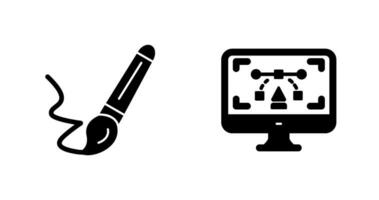 paint brush and desktop Icon vector