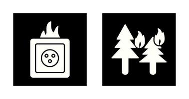 fire in forest and fire in socket Icon vector