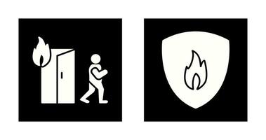 running from fire and fire shield  Icon vector