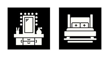 Dressing Table and Bed Icon vector