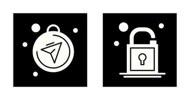 Compass and Open Lock Icon vector