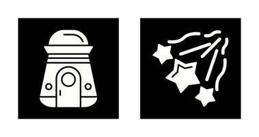 space capsule And falling stars Icon vector