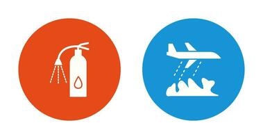 using extinguisher and firefighter plane  Icon vector