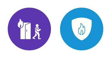 running from fire and fire shield  Icon vector