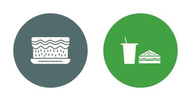 cream cake and lunch bistro Icon vector