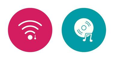 wifi sign and music cd  Icon vector