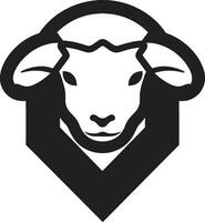 Ebon Ovine Insignia Graphic Majesty Graceful Ewe Logo Elegant Black Flock vector