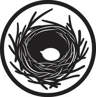 Nestled in Shadows Black Bird Nest Artistry Elevated Elegance Black Vector Nest Design