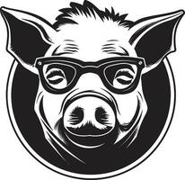 Artistic Pig Badge Chic Black Hog Vector