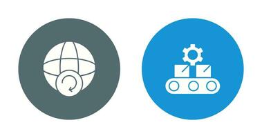 Earth and Conveyor Belt Icon vector