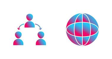 connected user and globe Icon vector