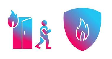 running from fire and fire shield  Icon vector