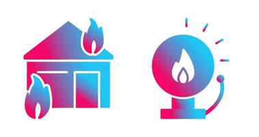 fire consuming house and fire alert  Icon vector