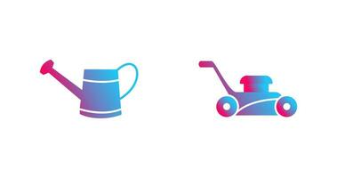 Watering tool and Lawn Mower Icon vector