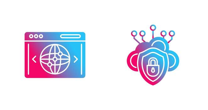 nube seguridad y sitio web icono vector