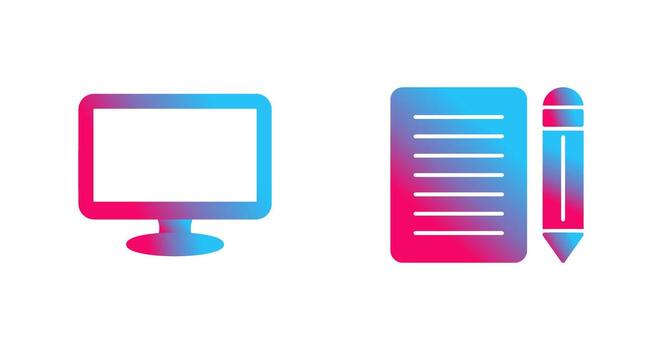 monitor y Nota icono vector