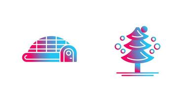 Igloo and Pine Tree Icon vector