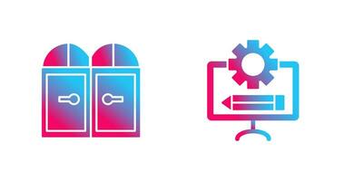 Door and Blueprint  Icon vector