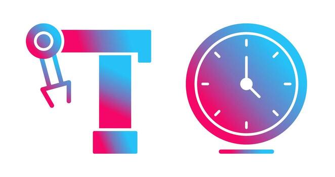 Robotic Arm and Clock Icon vector