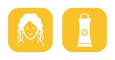 Sunblock Cream and Hair Curly Icon vector