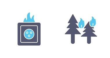 fire in forest and fire in socket Icon vector