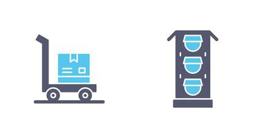 trolly and traffic light  Icon vector