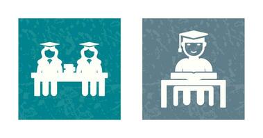 Combined Study and Studying on Desk Icon vector