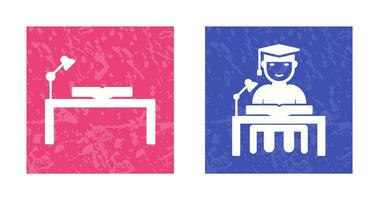 study desk and studying on desk  Icon vector