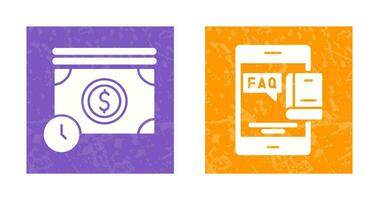 Time is Mony and Faq Icon vector