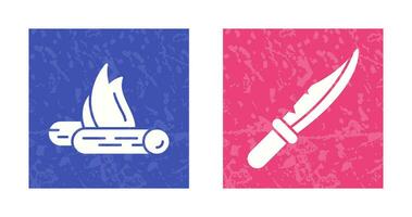 Bon Fire and Knife Icon vector