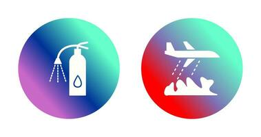 using extinguisher and firefighter plane  Icon vector