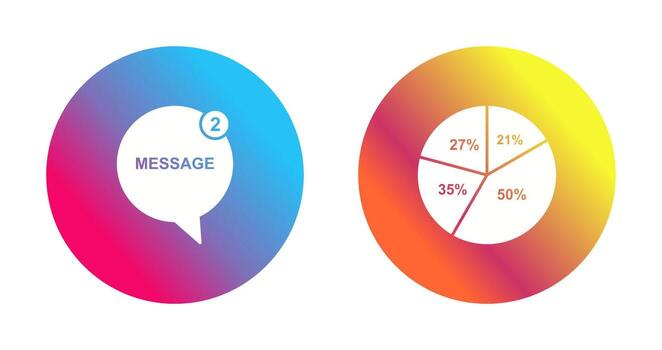 mensaje burbujas y tarta gráfico icono vector