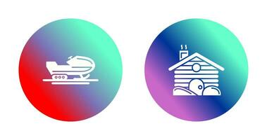 Snowmobile and Cabin Icon vector