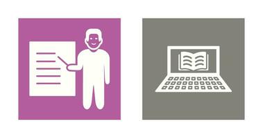 Online Books and Male Presenter Icon vector