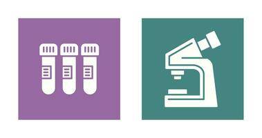 prueba tubo y microscopio icono vector