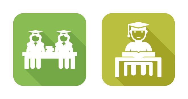 Combined Study and Studying on Desk Icon vector