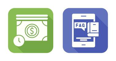 Time is Mony and Faq Icon vector