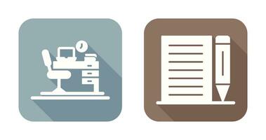 Office Desk and Note Icon vector