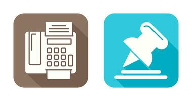 Fax Machine and Pin Icon vector