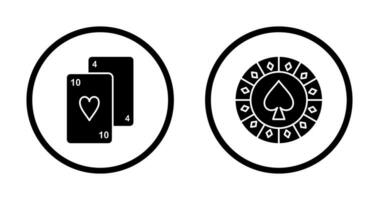 playing cards and spade chips Icon vector