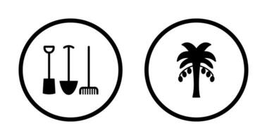 Gardening Tools and Palm tree Icon vector