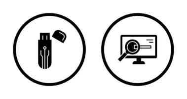 Usb and Search Icon vector