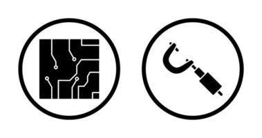 Electrical circuit and Micrometer Icon vector