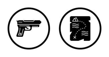 pistola y tesoro icono vector